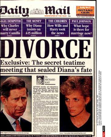 Divorce de Charles et Diana, couverture du Daily Mail du 29 février 1996