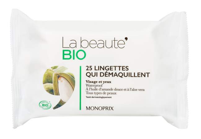 Lingettes qui Démaquillent, La Beauté Bio de Monoprix