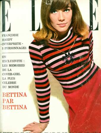 Françoise Hardy dans son pull Sonia Rykiel en couverture de ELLE, 1963
