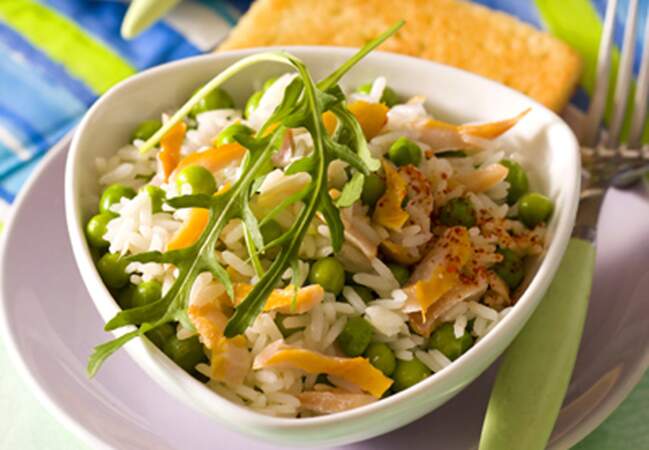 Salade de riz aux petits pois et au haddock