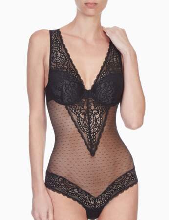 Body corbeille avec dentelle blanc femme