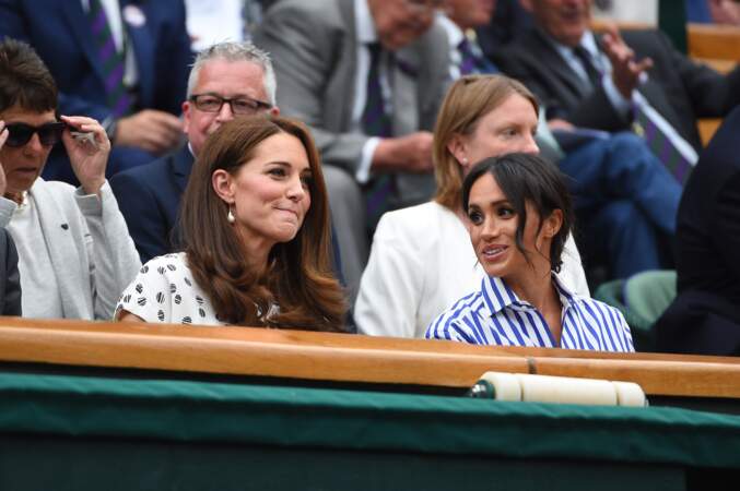 Kate Middleton et Meghan Markle à Wimbledon ce samedi 14 juillet.