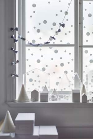 Déco de fenêtre blanc pur pour Noël