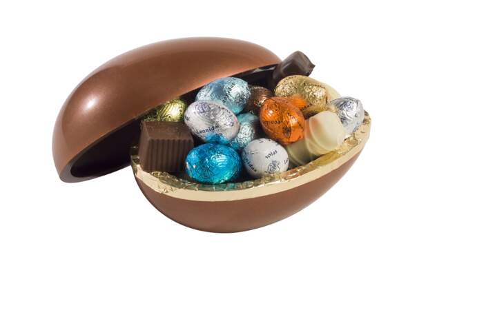 Sujet de Pâques 50 g et 5 œufs en chocolat Leonidas