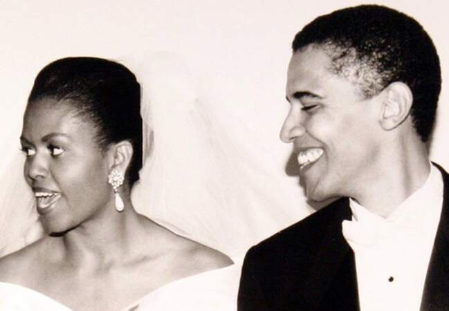 Photo du couple Obama le jour de leur mariage le 3 octobre 1992