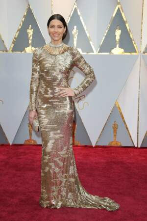 Oscars 2017 : Jessica Biel en robe KaufmanFranco