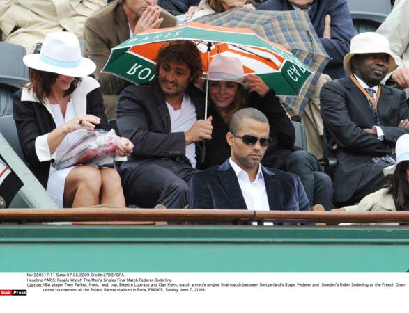 Claire Keim et Bixente Lizarazu à Roland Garros, le 7 juin 2008...