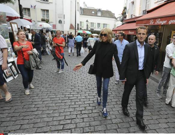 Emmanuel Macron et Brigitte Macron en visite à Montmartre (septembre 2016)