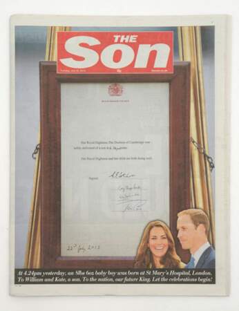 Le journal The Sun qui fait un joli clin d'oeil au fils de Kate et William 