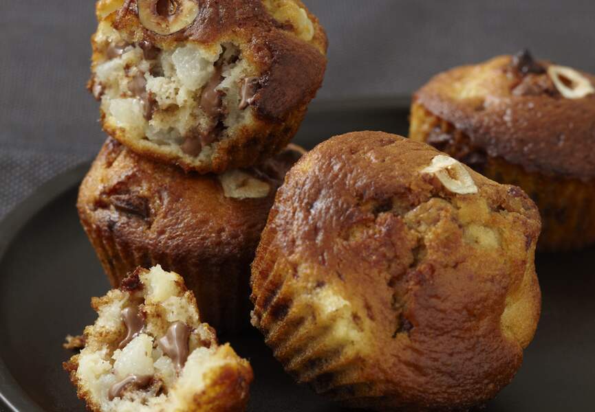 Muffins aux pépites choco praliné et poires