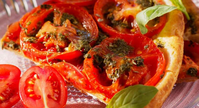 Tarte fine tomates et pesto