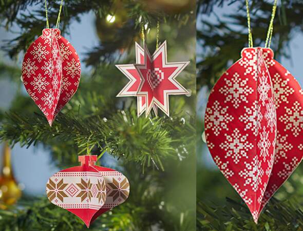 Une décoration de Noël tradi en rouge et blanc avec... Des suspensions 3D