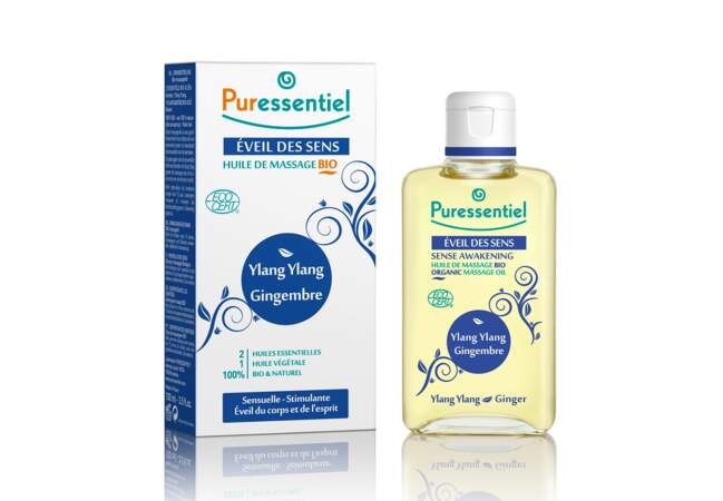 L'huile de massage Bio Eveil des sens Ylang Ylang Gingembre Puressentiel