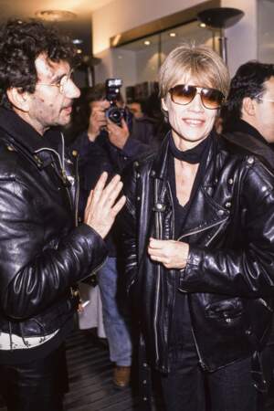 Richard Gotainer et Françoise Hardy lors de la soirée Virgin à Paris en novembre 1988.