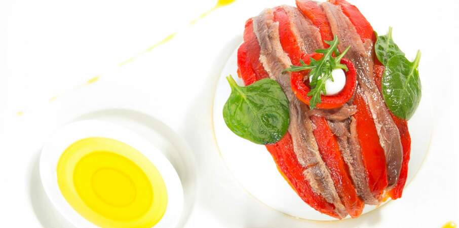 Poivrons et anchois marinés à l’huile d’olive