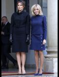 Brigitte Macron : tailleur bleu électrique