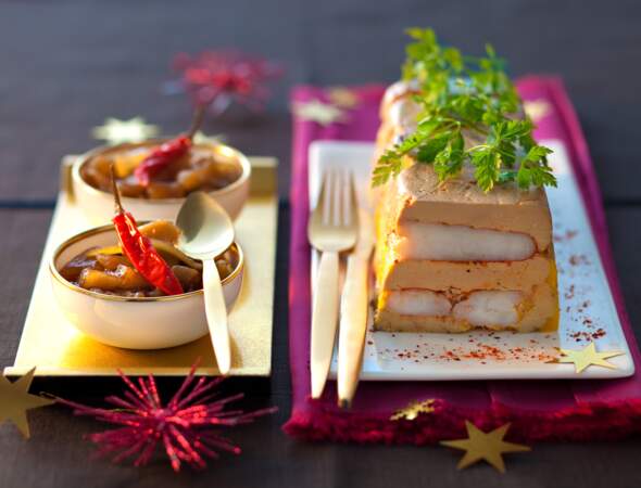 Terrine de foie gras à la langouste et chutney