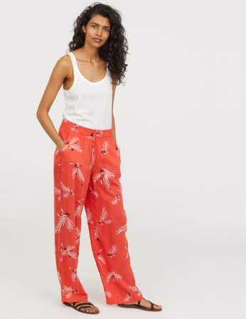 Pantalon à fleurs rouges léger d'été