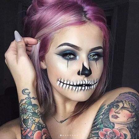 Maquillage d'Halloween squelette 