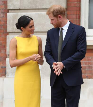 Le prince Harry et Meghan Markle, assistent une réception du Commonwealth à Londres, le 5 juillet 2018
