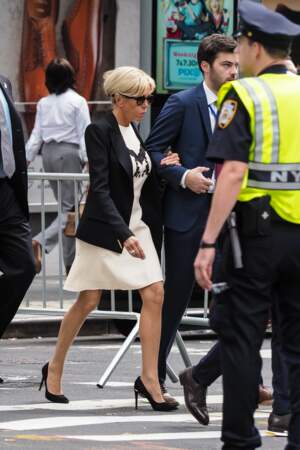 Brigitte Macron à New York le 19 septembre dans une robe Louis Vuitton