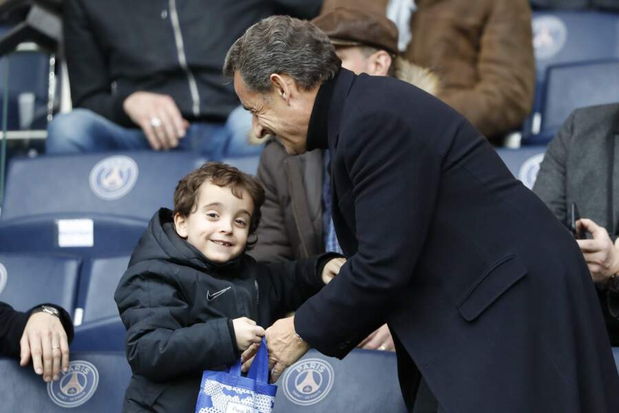 Nicolas Sarkozy et Solal au parc des Princes