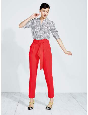 Pantalon tendance : pantalon rouge paperbag