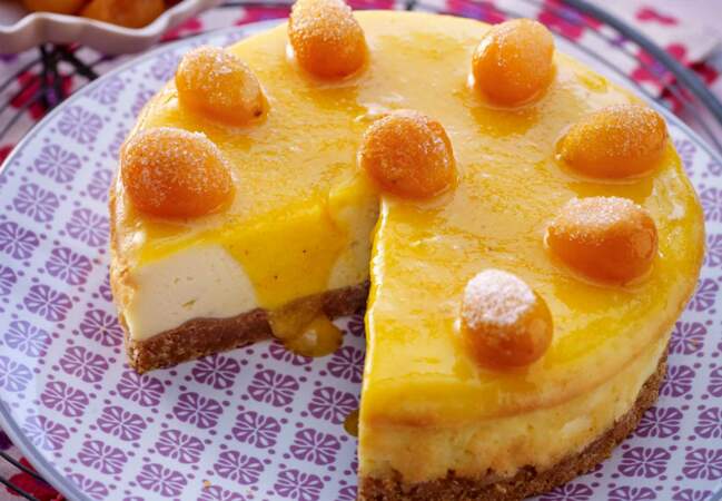 Cheesecake au naturel coulis de kumquats à peine confits