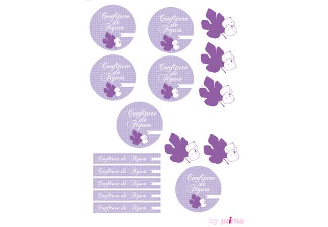 Etiquettes violettes pour confitures de figues