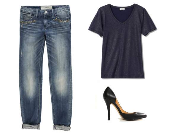 1 jean 1 touche glam ma tenue de r veillon Femme Actuelle