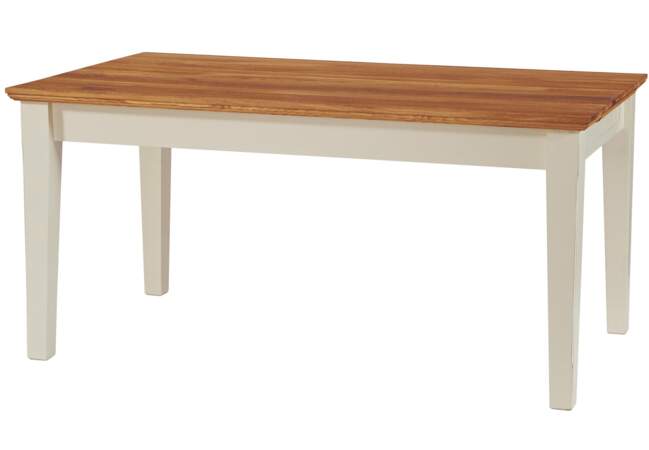 Table avec allonge en MDF, plateau en chêne laqué