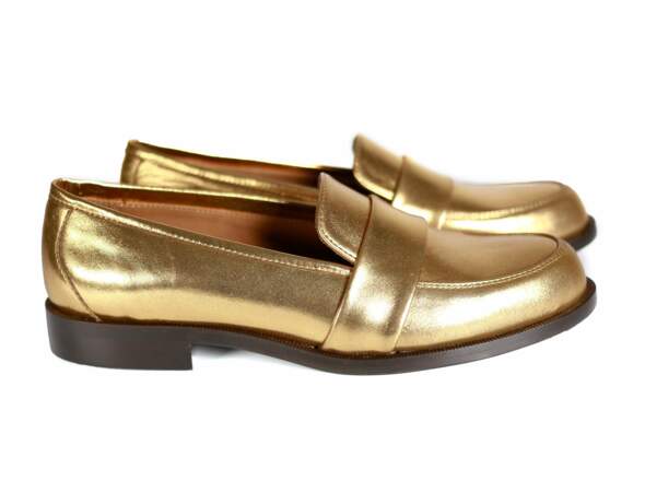 Chaussures de soirée : les mocassins dorés