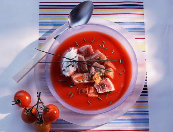 Soupe de tomate au thon mariné