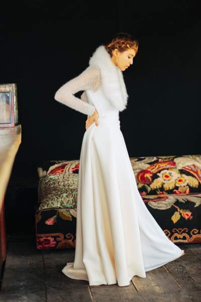 Mariage en hiver : Robe de mariée Lens + Trevor par Maison Floret
