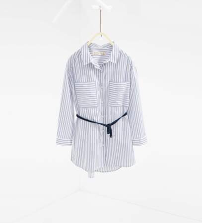 Chemise longue avec ceinture, Zara, 19,95€
