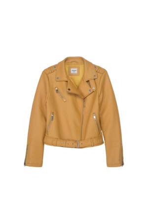 Adopter le jaune moutarde : blouson style Perfecto 