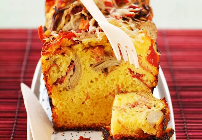 Cake aux artichauts, jambon et Comté