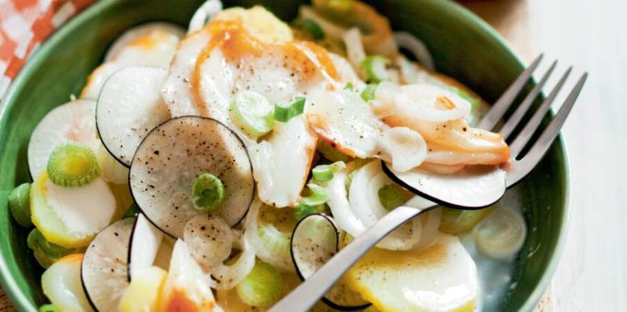 Salade tiède de pommes de terre au haddock