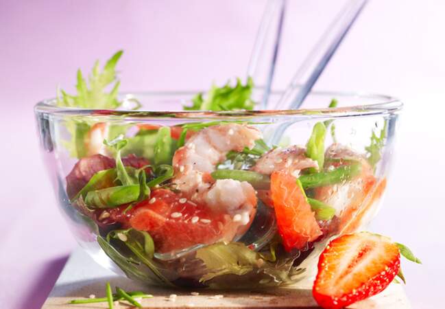 Salade de langoustines, vinaigrette de fraise