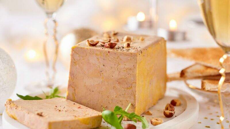 Terrine de foie gras, mesclun aux noisettes et crème de balsamique