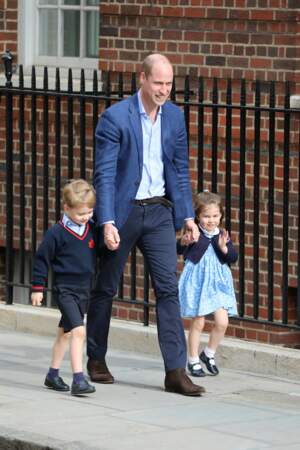 Le prince William, George et Charlotte, le 23 avril 2018
