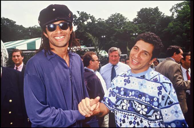 Nagui avec Yannick Noah à Rolland Garros en 1993.