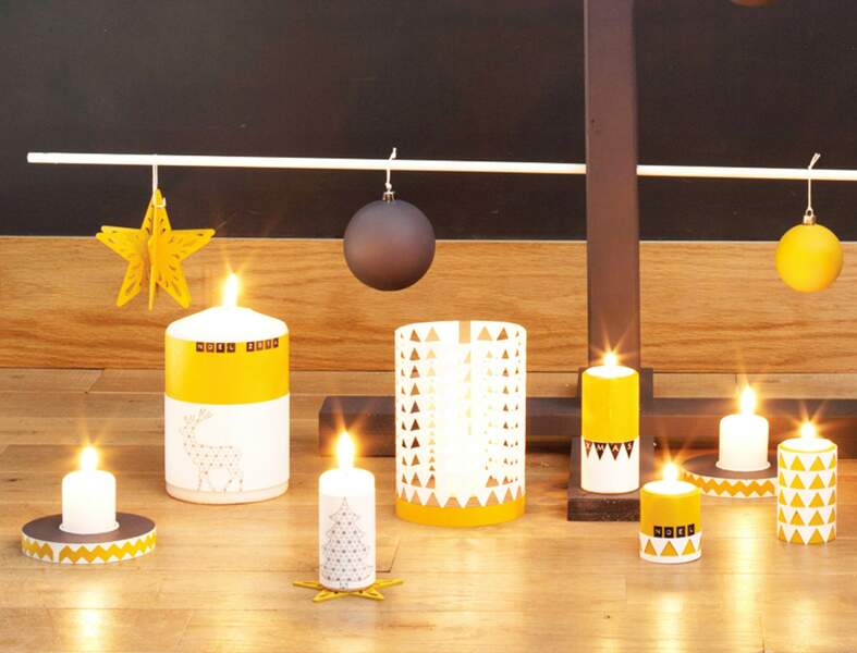 Une décoration de Noël géometrique chic avec... des bougies de Noël en papier