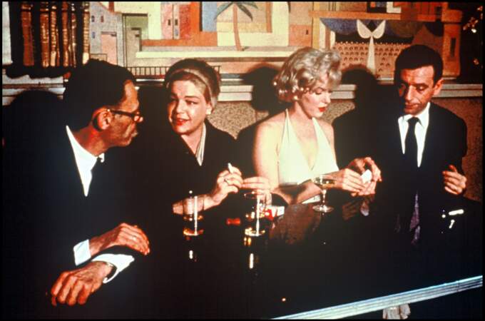 Simone Signoret et Yves Montand en compagnie d'Arthur Miller et de Marilyn Monroe en 1960.
