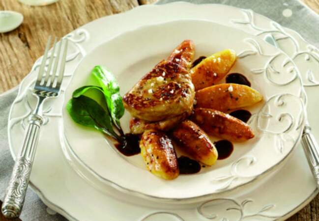 Foie gras de canard poêlé, Pompadour fondante acidulée