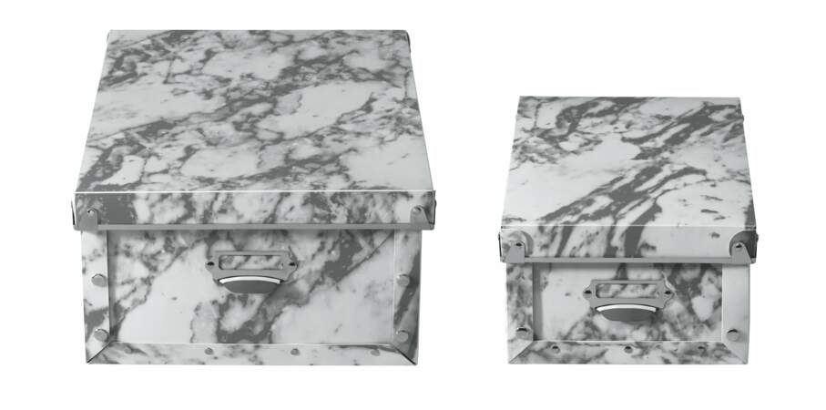 Boîtes de rangement en faux marbre