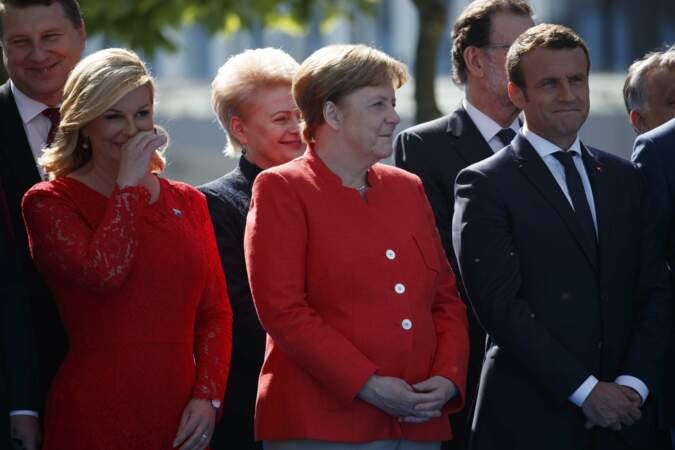 Kolinda Grabar-Kitarović, Angela Merkel et Emmanuel Macron 