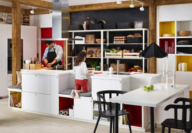 Déco de cuisine ouverte : la cuisine Ikea, modulable