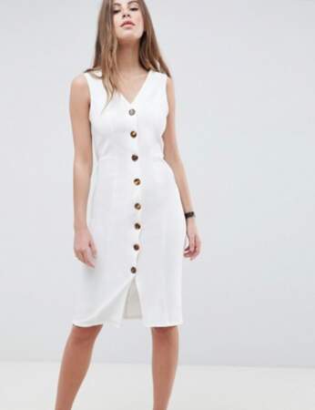 Robe printemps 2018 : robe blanche boutonnée