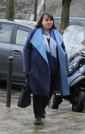 Myriam Boyer arrive à l'hommage à Agnès Varda à la Cinémathèque française de Paris le 2 avril 2019.